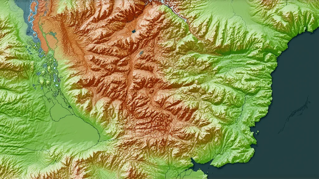 A geospatial map dissolving into an AI reasoning engine